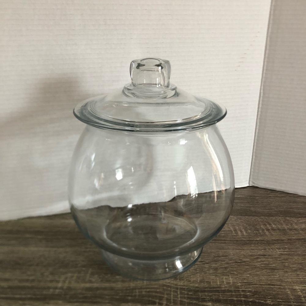 Vtg Clear Glass Cookie Jar with Lid